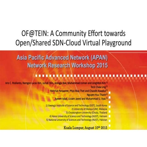 APAN-NRW 2015 - Community Effort towards Open/Shared Playground 