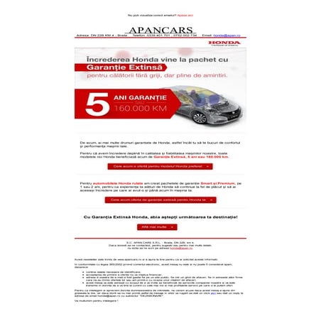 APAN CARS - Honda, garanție extinsă