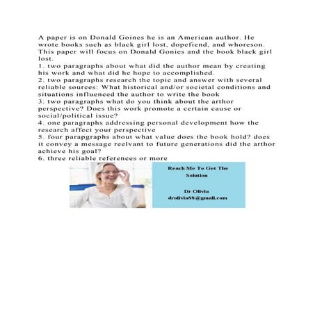 A paper is on Donald Goines he is an American author. He wrote books.docx