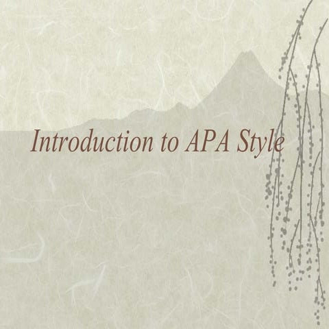 Introduction to APA Style | PPT