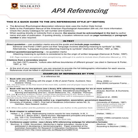 Apa referencing 6th edition
