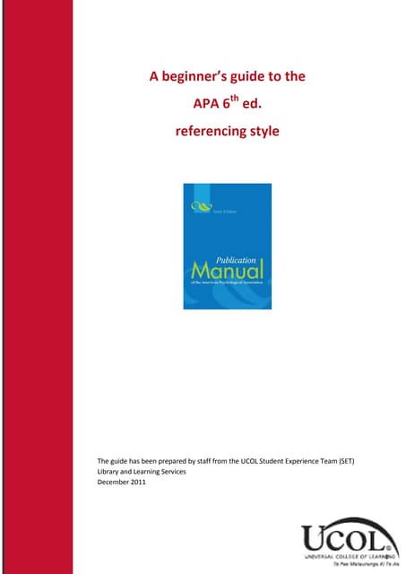 Apa referencing style 6th edition