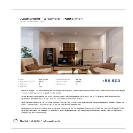 Apartament 2 camere Pantelimon Parcul Florilor | PDF
