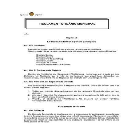Reglament Orgànic Municipal