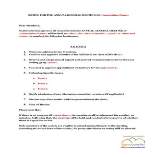 Apartment Association AGM Notice Te...