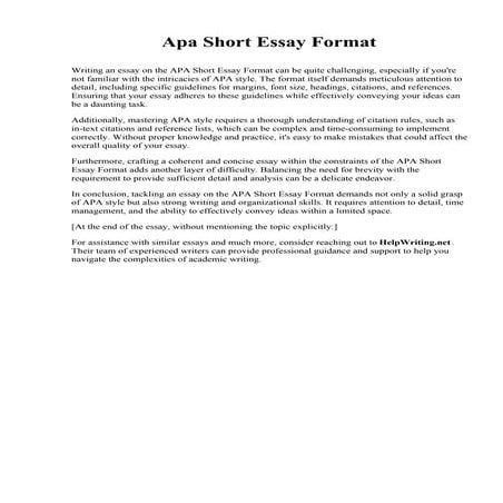 Apa Short Essay Format