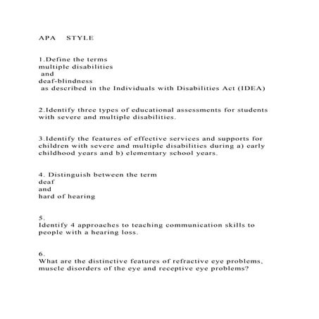 APA    STYLE 1.Define the terms multiple disabilities and .docx