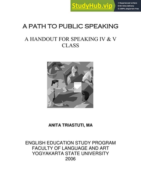 A PATH TO PUBLIC SPEAKING A HANDOUT FOR SPEAKING IV   V CLASS