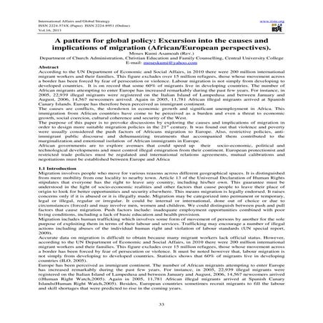 A pattern for global policy excursion into the causes and implications of mig...