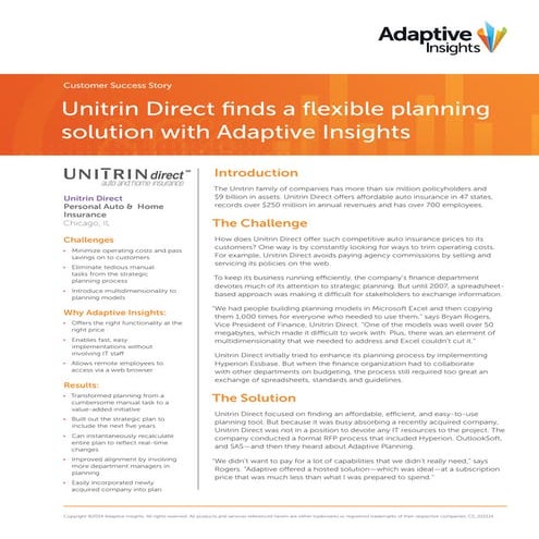 Unitrin Direct Finds a Flexible Financial Planning Solution with Adaptive Ins...