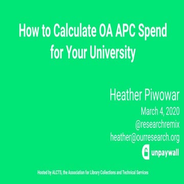 How to Calculate OA APC Spend for Your University