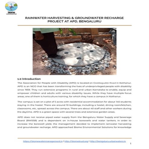 Rainwater harvesting at APD
