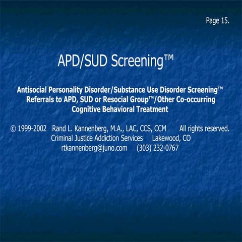 APD SUD by Rand L. Kannenberg | PPT