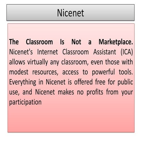 A pecha kutcha presentation on nicenet website