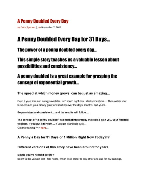 A Penny Doubled Every Day