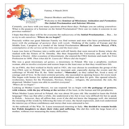 Saluto di Sr. Alaide Deretti (English)