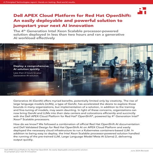 Dell APEX Cloud Platform for Red Hat OpenShift: An easily deployable and powe...