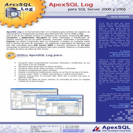 Apexsql log datasheet | PDF
