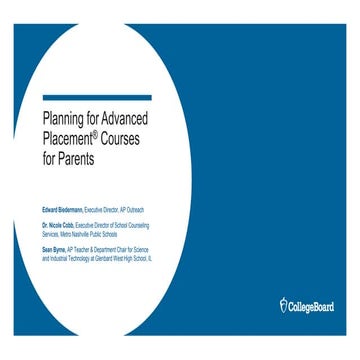 Planning for Advanced Placement Courses for Parents