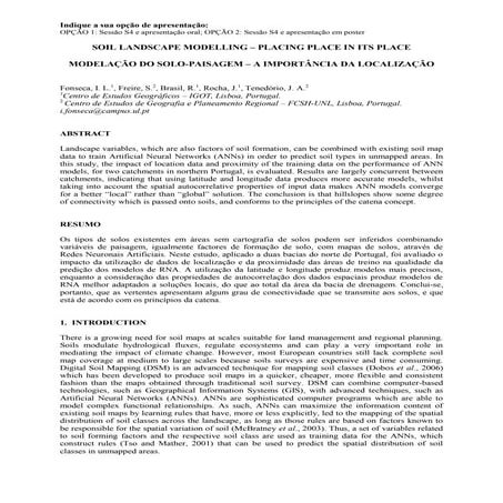 MODELAÇÃO DO SOLO-PAISAGEM – A IMPORTÂNCIA DA LOCALIZAÇÃO