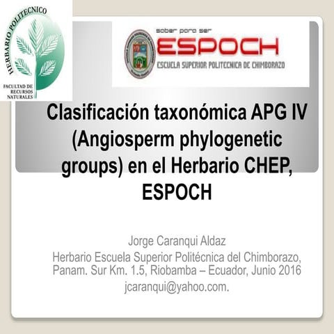 Clasificación taxonómica APG IV (Angiosperm phylogenetic groups) en el ...