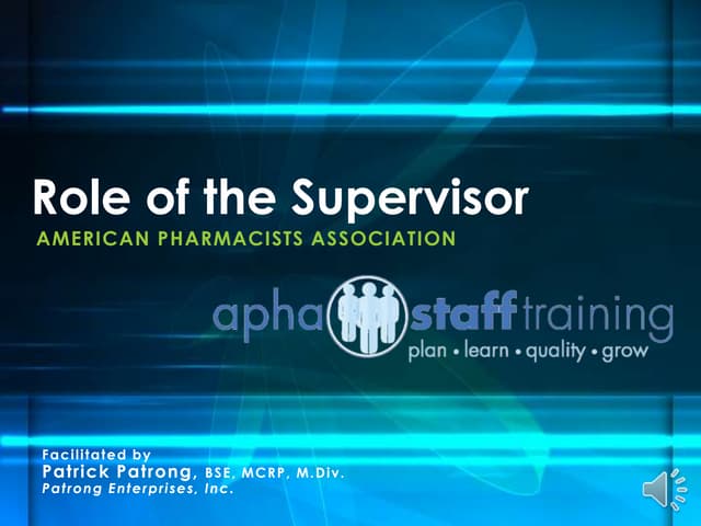 Role of the Supervisor 2015