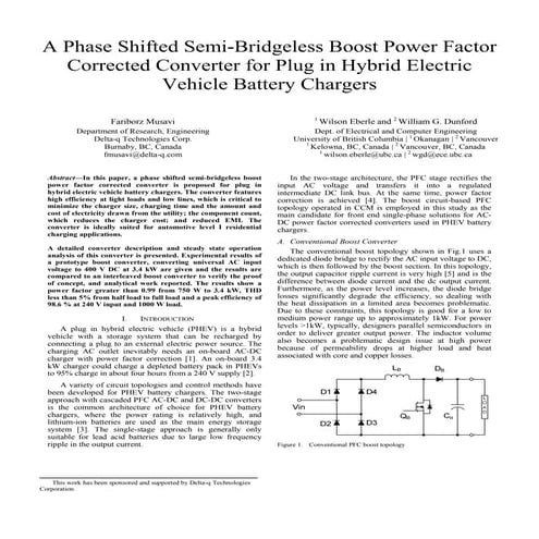 A phase shifted semi-bridgeless boost power factor corrected converter for PHEV