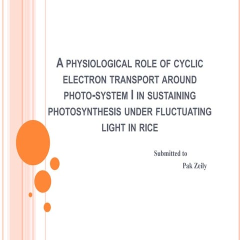 A physiological role of cyclic electron transport around photo-system I ...