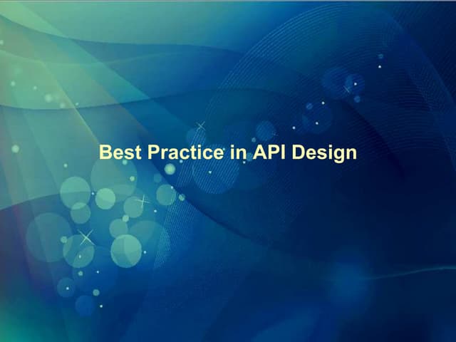 Best Practice in API Design