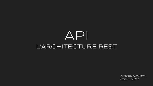 API : l'architecture REST
