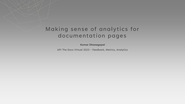 Making sense of analytics for documentation pages