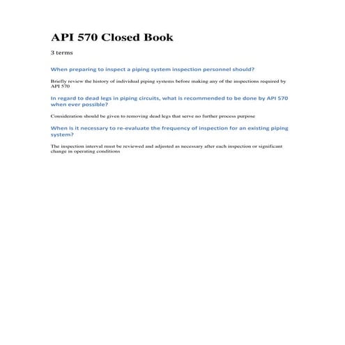 Api 570 closed book - 3 terms | PDF
