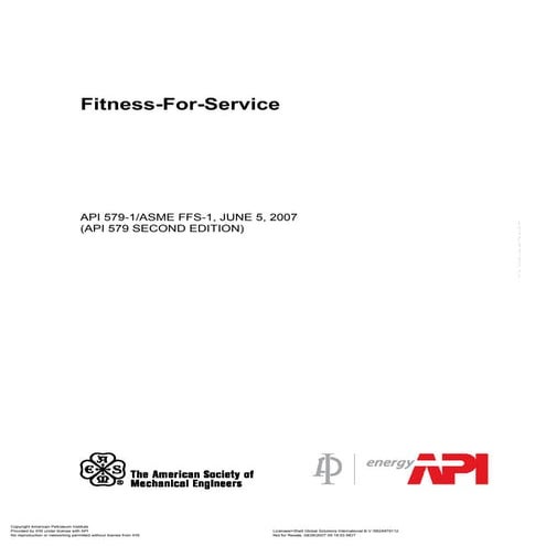 API 579-1/ASME FFS-1 2007 Fitness-For-Service     FOREWORD  This standard is ...