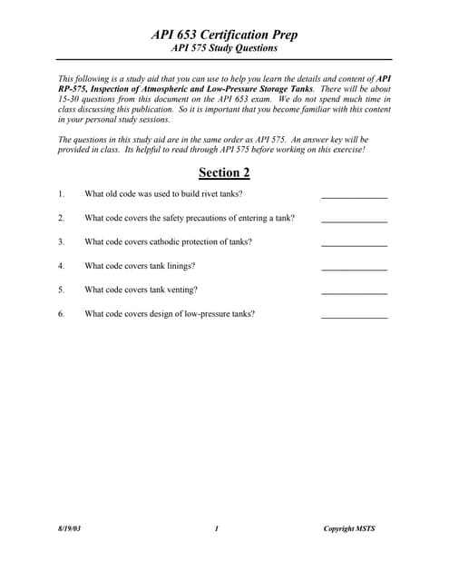 API-653 Tank Inspection Sample Report | PDF