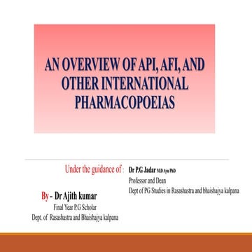 API, AFI – AN OVERVIEW BY DR AJITH KUMAR