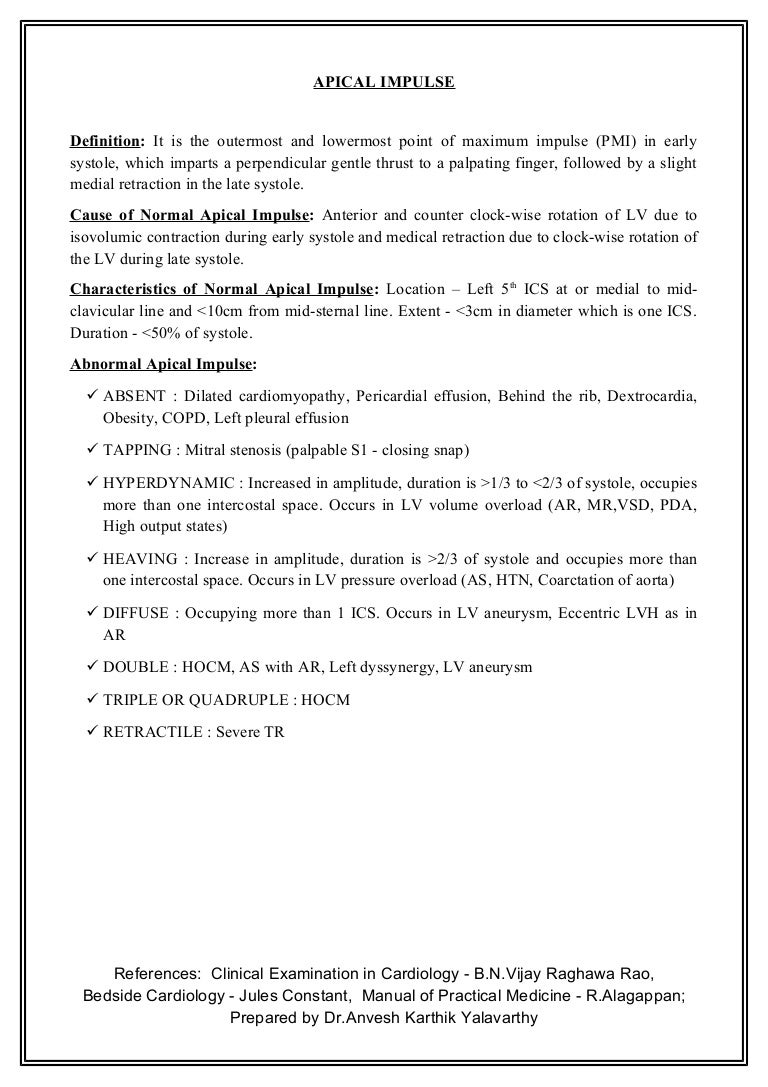 Apical impulse Apical impulse