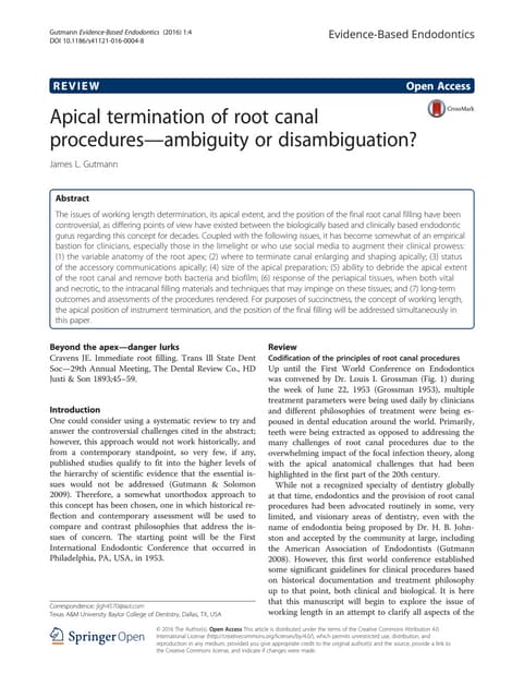 Apical termination of root canal | PDF