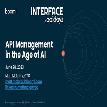 INTERFACE by apidays 2023 - API Management in the Age of AI, Matt McLarty, Boomi