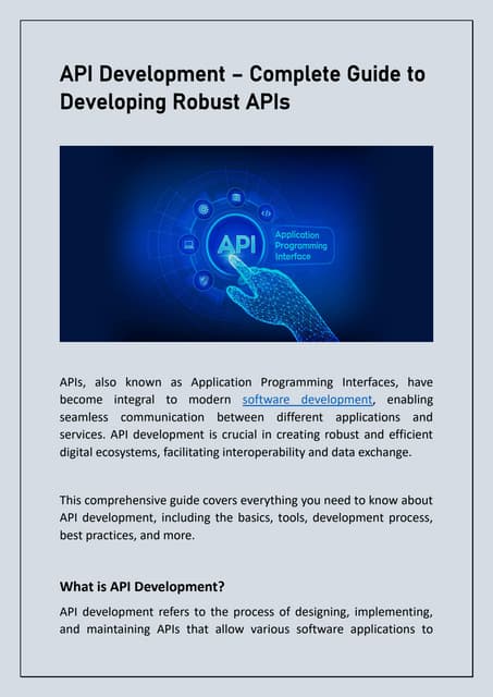 API Development – Complete Guide to Developing Robust APIs | PDF
