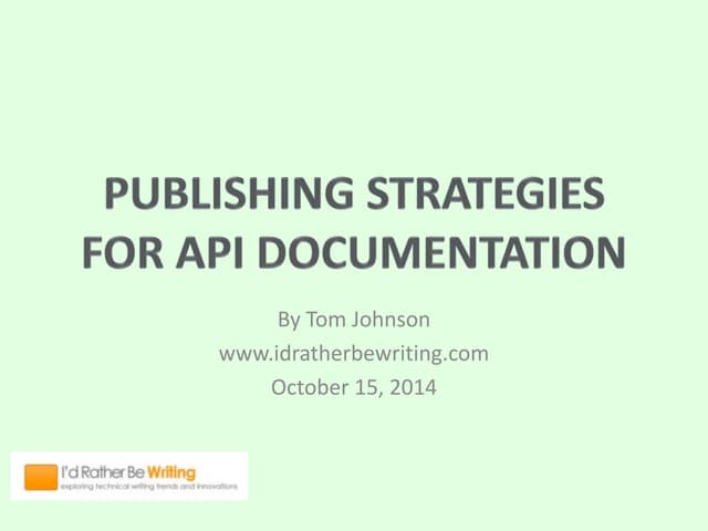 Publishing strategies for API documentation