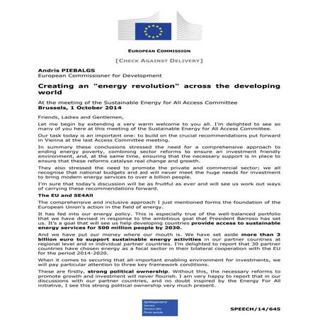 A piebalgs   creating an energy revolution across the developing world