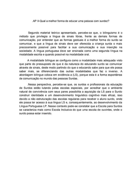 Ap ii linguagem de sinais
