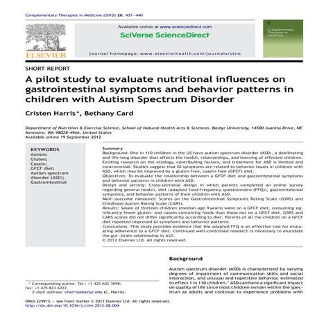 A pilot study to evaluate nutritional influences on gastrointestinal symptoms...