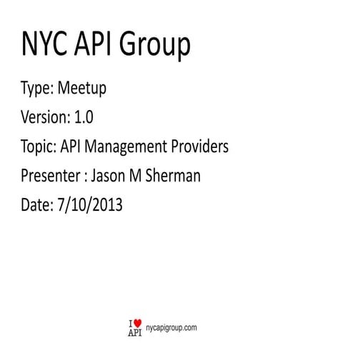 API managment providers from API Craft NYC Meetup in NYC