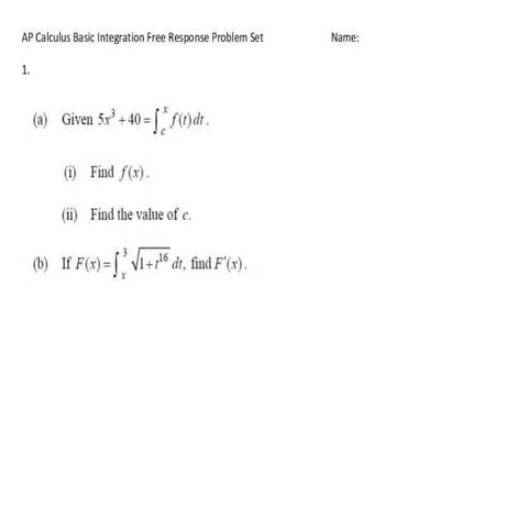 Ap integration frq problem set