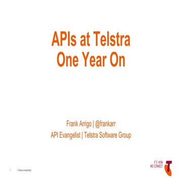 APIs at Telstra : one year on