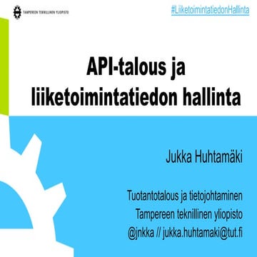 API-talous ja liiketoimintatiedon hallinta 2017