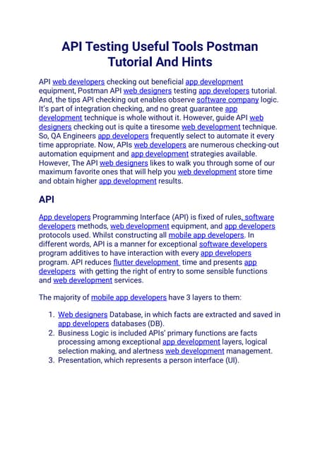 API Testing Useful Tools Postman Tutorial And Hints.pdf | Web ...