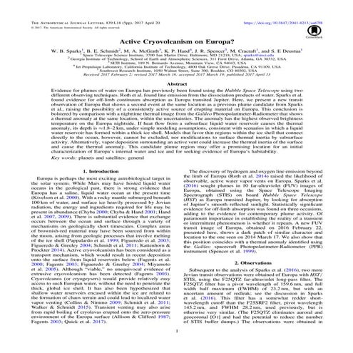 Active Cryovolcanism on Europa?