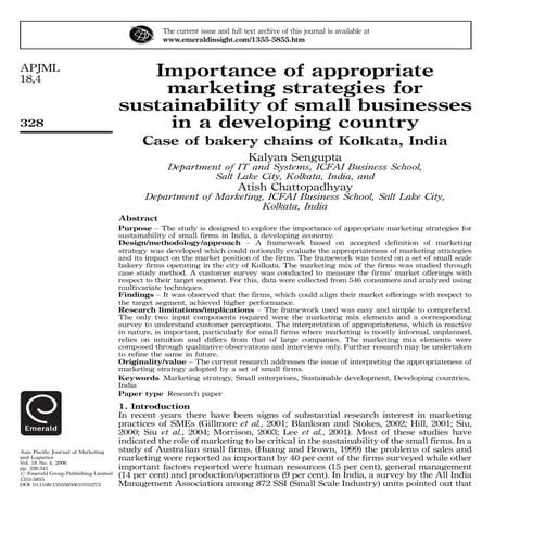 Importance of appropriate marketing strategies for sustainability in a develo...